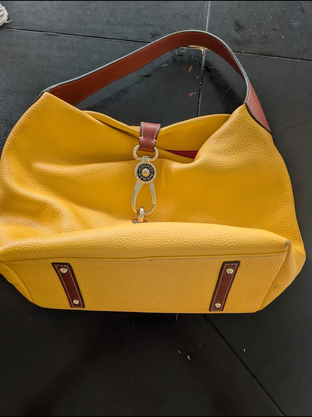 Dooney & Bourke Mustard Yellow Pebbled Leather Hobo